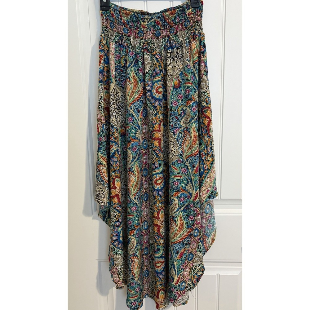 Women's Maxi Skirt Elastic Waist Paisley Boho Size Small / Medium Multicolored - Picture 3 of 3